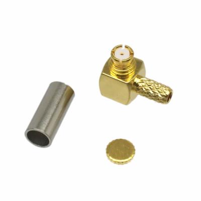 China SMP Right Angle Crimp Jack Female Right Angle Connector For RG316 RG174 RG178 LMR100 Coaxial Cable for sale