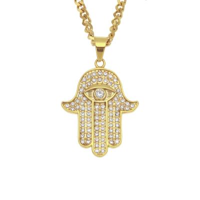 China Hiphop / Rock Mens Stainless Steel Hamsa HandPenda Pendant Necklace for sale