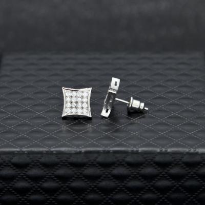 China Hiphop Rock Micro Set High-Grade Zircon Copper Stud Earrings For Men for sale