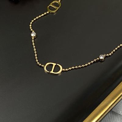 China 2021 Fashion Brand Jewelry Letter CD Stainless Steel Female Necklace for sale