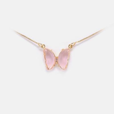 China FASHIONABLE Factory Wholesale Glass Butterfly Necklace Butterfly Pendant for sale