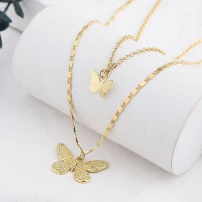 China Trendy Fashion Gold-color Alloy Clavicle Chains Elephant Pearl Butterfly Pendant Necklace Women Jewelry for sale