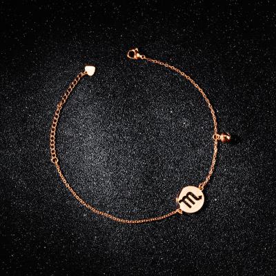 China FASHIONABLE exquisite personality bracelet jewelry wholesale twelve horoscopes stainless steel titanium anklet chain for sale