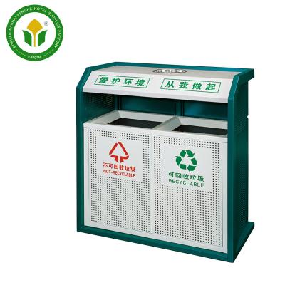 China Sustainable Outdoor Garden Large Size Metal Recycle Trash Bin for sale