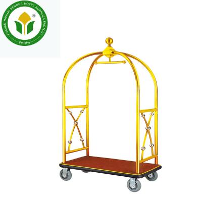 China Modern Hotel Titanium Four Wheels Hotel Luggage Trolley Gold Trolley for sale