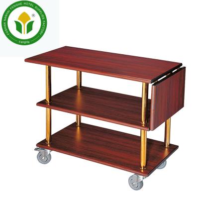 China High Quality Wooden Hotel Food Serving Trolley Wine Serving Trolley Liquor Cart for sale