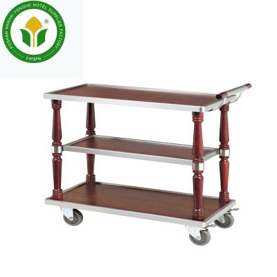 China Hotel supply maker 3 tier wooden wine cart cart wooden wine cart for sale