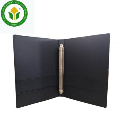 China Hotel Guestroom or Restaurant Black A3 A4 PU Clip Certificate Folder Leather Wine Menu Folder Folder for sale