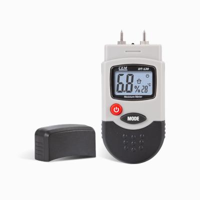 China Wood Moisture Detection CEM DT-120 Pocket Price Moisture Meter Dual LCD Backlit Digital Display of Humidity and Temperature for sale