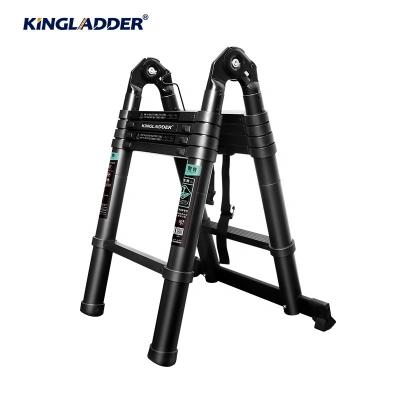 China 2019 Hot Sell KT160D Folding Ladders EN131 Lightweight Aluminum Folding Ladder In Full Black for sale