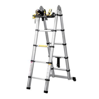 China Kingladder KT60-16D Aluminum Universal Ladder 3.2m Telescopic Folding Ladders With Tool Tray With Stability for sale