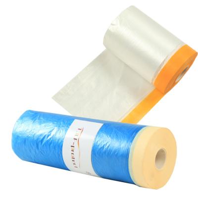 China Water Soluble Cover Roll Car Masking Film Pre-Recorded Film Poly Sheet Pre Folded Into Roll for sale