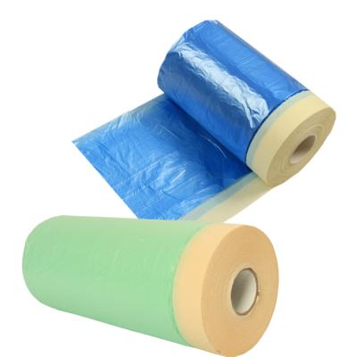 China High Quality Water Soluble In Masking Film Pre Taped Waterproof Dustproof Clear Disposable Adhesive Roll Masking Film for sale