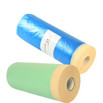 China Soft water soluble adhesive disposable in roll tape plastic waterproof pre-taped pe film for car paint for sale