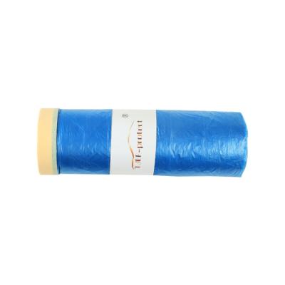 China Clear Plastic Protective Masking Film Cover Masking Roll For Auto Vehicle With Paper Tape for sale