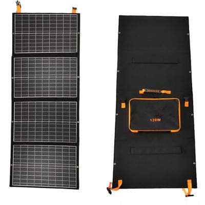 China High Efficiency Charger 18V 120W Portable Waterproof Collapsible Solar Panel Cloth Charging Bag 158.75mmx158.75mm for sale