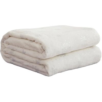 Κίνα Anti-Static Spring Autumn Conditioning Solid Color Beige Fleece Blanket Silver Stamp White Polar Fleece Blanket προς πώληση