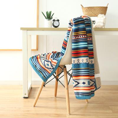 China Anti-Static Manufacturer Morocco Winter Woolen Blanket Couch Strip Print Comfy Nap Fleece Throw Blanket for sale