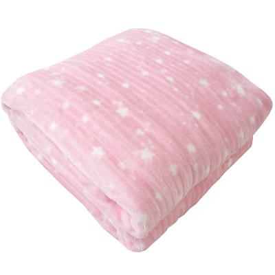 Κίνα Anti-Static Fluffy Baby Pink Coral Fleece Blanket Super Soft Star Print Eco Friendly Children Minky Blanket προς πώληση