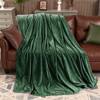 China Anti-Static Adults Washable Lightweight Cozy Color 3D Jacquard Throw Couch Bed Super Soft Flannel Blankets for sale