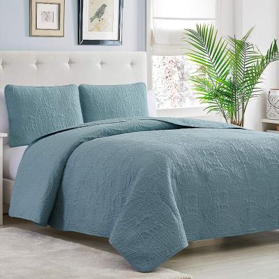 China Anti-Static Amazon Hot Sale Bedding Cover Quilting 100% Polyester Cotton Woven Teal Super King Bedspreads for sale