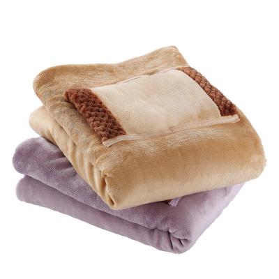 China Sustainable Winter Hotel Office Girl 5V USB Portable Electric Blanket Warm Flannel Heated Blankets with Pocket for sale