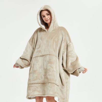 China Anti-Static Winter TV Comfy Hooded Blanket Sherpa Fleece Ultra Plush Cosy Oversized Hoodie Blanket Sweatshirt en venta