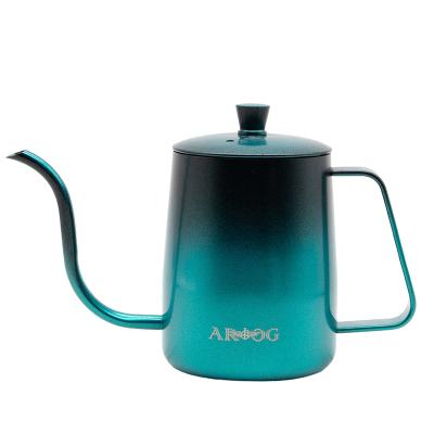 China WITH LID 304 Black Stainless Steel 600ml Stainless Steel Drip Coffee Kettle High Quality Portable Green Pouring Water Teapot) ( for sale