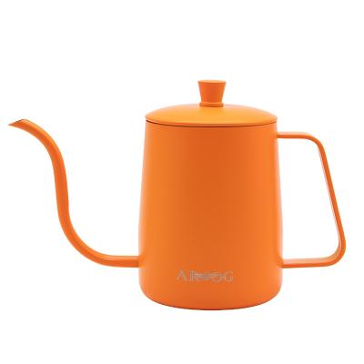 China WITH LID Stainless Steel Kettle Drip Espresso Brew Orange 600ml Coffee Pot Gooseneck Kettle for sale