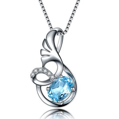 China Popular Charms 925 Sterling Silver Pendant Necklace Women Jewelry CLASSIC Custom Gemstone Birthstone for sale