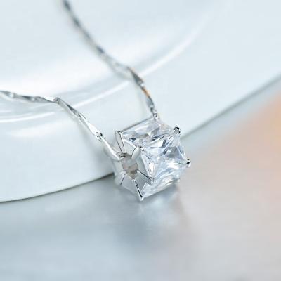 China Romantic Wholesale Fine Jewelry 925 Zircon / Square Silver Pendants 4x6mm Moissanite Ferris Wheel Necklace For Women for sale