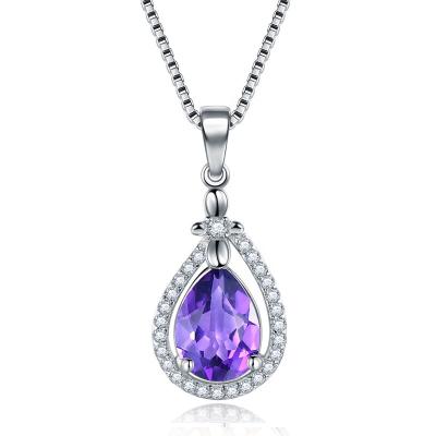 China CLASSIC Women's Necklace Moissanite Drop Gemstone Sterling Silver Birthstone Charms Pendant CZ Custom 925 for sale