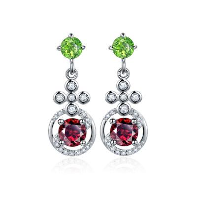 China Customs Fine Jewelry 925 Sterling Silver Earrings Color Gemstone Stone Long Drops Zircon Moissanite Women's Customs Fine Fancy Design for sale