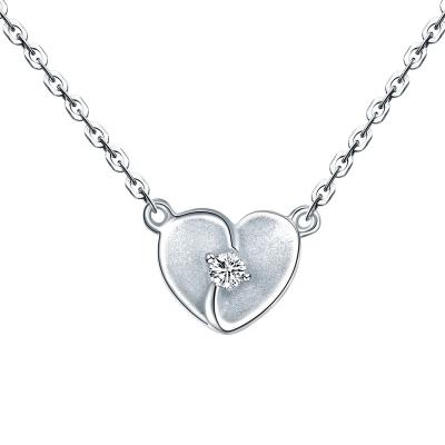 China Wholesale High Quality 925 Sterling Silver Women's Necklace Moissanite Zircon Jewelry Fashion Small CLASSIC Silver Heart Chains for sale