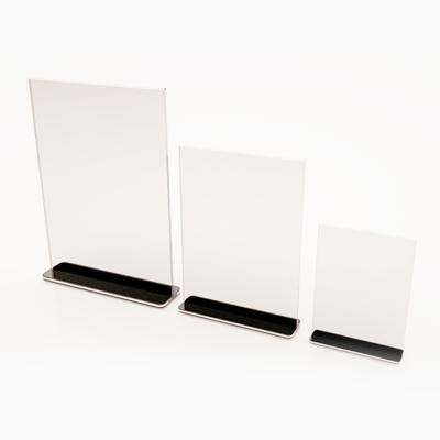 China Tabletop Replaceable.stroge T Shape Clear Acrylic Poster Holder A4 A5 A6 Vertical Display Sign Holder for sale