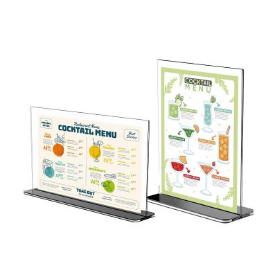 China Replaceable.stroge wholeasale 8.5 x 11 table clear acrylic double sided card display sign holder for sale