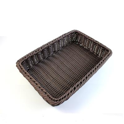 China Wholesale Vegetable Bread Rattan Display Square Supermarket Stored Wicker Basket for sale