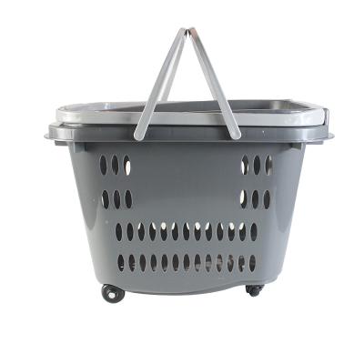 China Supermarket or Supermarket Store 4 Wheels Color Plastic Collapsible Shopping Cart With Handles for sale