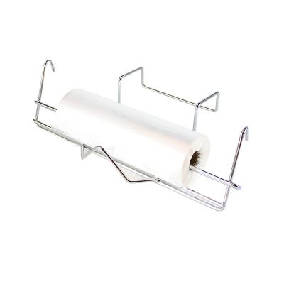 China Automatic Supermarket Metal Bracket Dispenser Shelf Holder Plastic Bag Roll Rolling Rack for sale