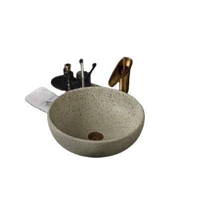 China Contemporary China Countertop Bathroom Basin Kitchen Sink Color Glazed Ceramic Round White Stone for sale