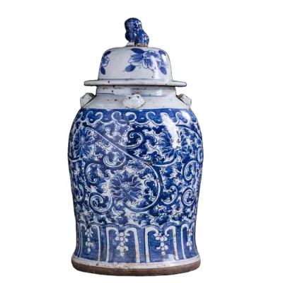 China Wholesale Best Price Hand Painted Decorative Ceramic Blue And White Porcelain Ware Chinese Antique Ginger Jars With Flowers for sale