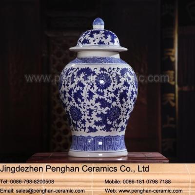 China Viable China Blue And White Flower Design Home Decoration Antique Ceramic Temple Pot for sale