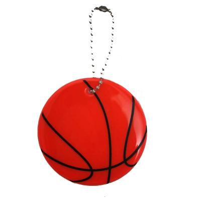 China Promotion Gift Custom Lightweight Reflective PVC Basketball Pendant Charm Key Chain Safety Reflector Key Holder For Backpack Bag Hanger Decoration for sale