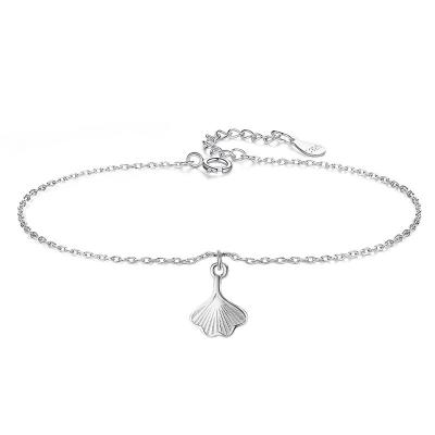 China Creative S925 Sterling Silver Choker Pendant Necklace Environmentally Friendly Fashion Ginkgo Leaf Charm Bracelet for sale