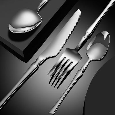 China Viable Vintage Luxury Hotel Restaurant Tableware Stainless Steel Cutlery Set Mirror Silverware Steak Knife Fork Spoon for sale