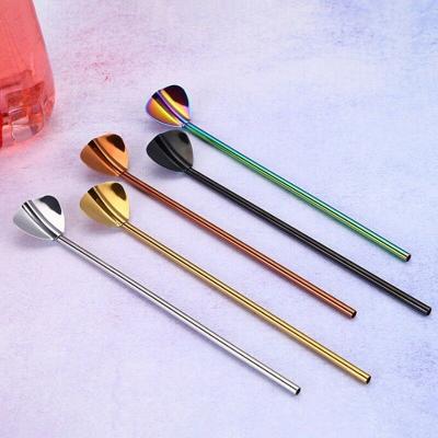 China Creative Reusable Viable Metal Stir Spoon Irregular Shape Filter Coffee 304 Stainless Steel Spoon Straw Spoon for sale