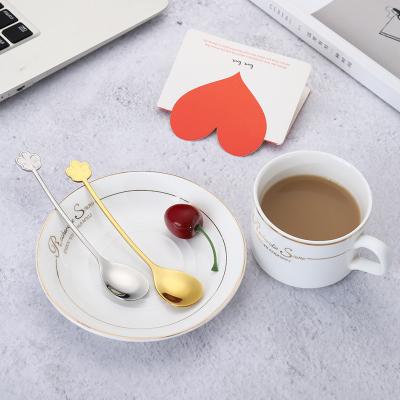 China Sustainable Modern Design 304 Stainless Steel Tea Spoons Petal Handle Small Teaspoons for sale