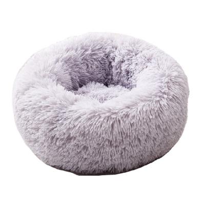 China 2021 Luxury Round Soft Round Plush Soft Round Plush Pet Bed Breathable Plush Donuts Pet Beds For Cat Dog for sale