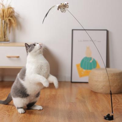 China Interactive Pet Toy Feather Cat Stick Toys Best Quality Viable Replace Main Cat Supplies Funny Cat Stick Toys for sale