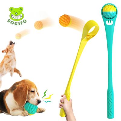 China Sogifo Viable Outdoor Pet Training Interactive Dog Toy Tennis Dog Ball Launcher Exercise Sounding Ball Club Dog Chew Launch Toys for sale